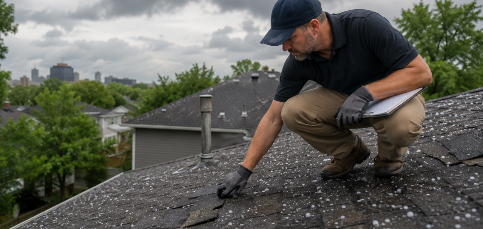 Rooftop inspection after a storm